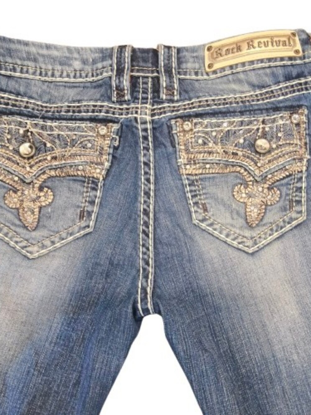 Rock Revival Easy Crop Jeans Women's Embellished Cropped Denim Capri Y2K Western